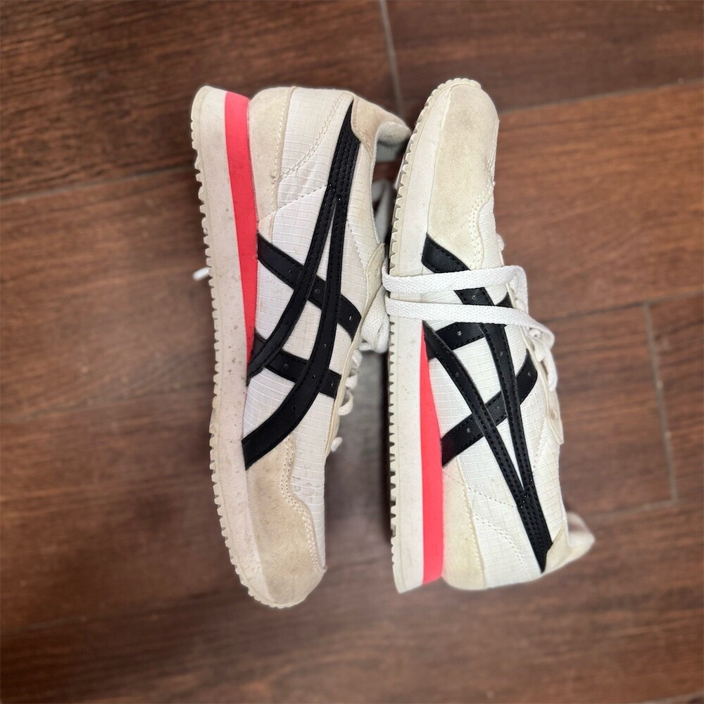 ASICS Tiger Runner Womens Sneakers White/Black Pink Stripe Size 6 EU 37